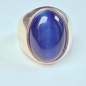 Designer OTTA Mens Blue Hawk's Falcon Tiger Eye Sterling Silver 925 Signet Ring